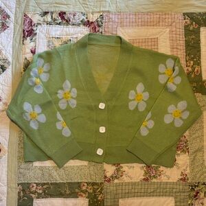 Green Flower Cardigan
